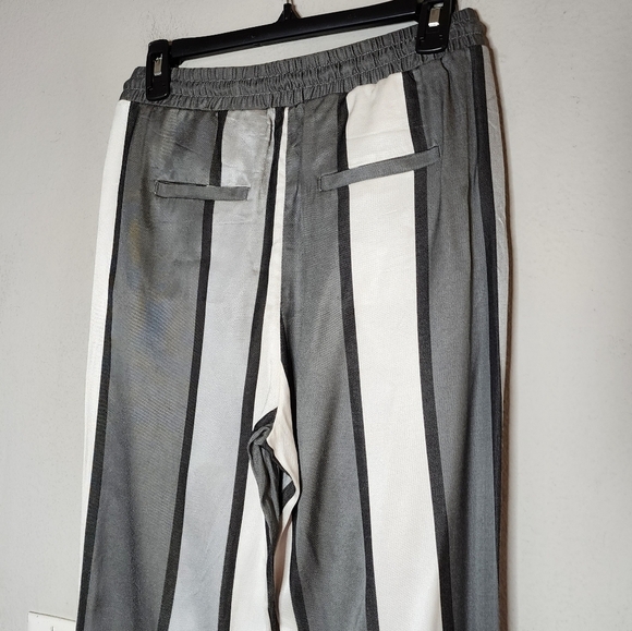 & Other Stories Grey White Stripe Drawstring pants. Viscose. Women's size 8. - Picture 8 of 16